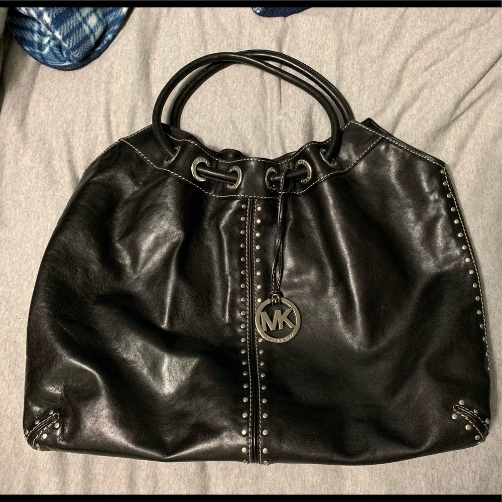 Black Leather Michael Kors Shoulder Purse